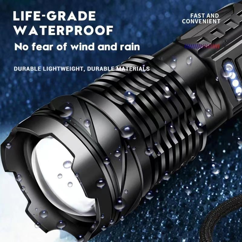 Laser Flashlight High Lumens Rechargeable 1 Pack/2 Pack, Super Bright Led Flashlights with 7 Light Modes, IPX6 Waterproof, Powerful Handheld Flash Light for Camping Home Emergencies